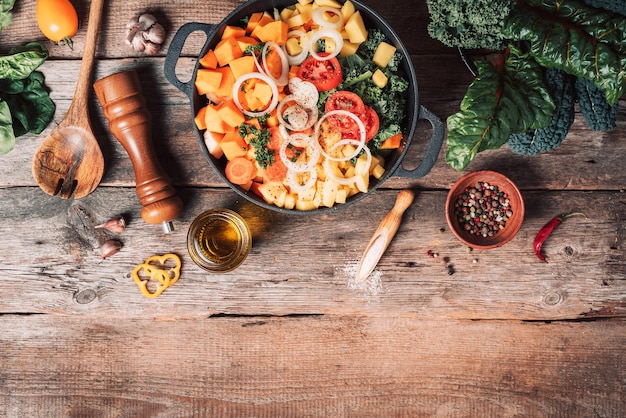 Stół z przygotowanym jedzeniem